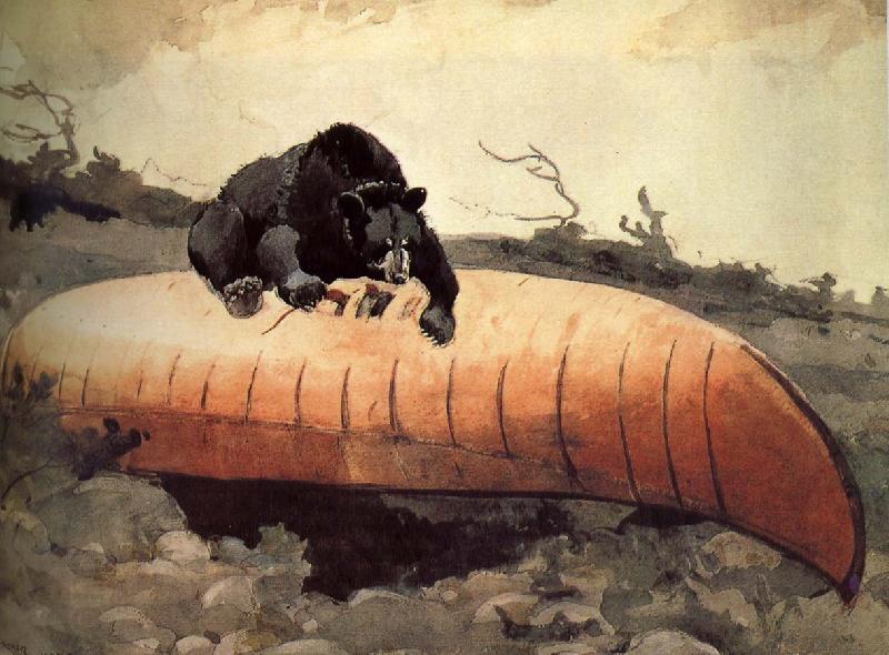 Winslow Homer Black Bear and Canoe oil painting picture